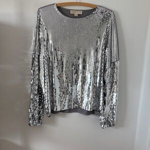 Michael Kors Silver Sequin Sweatshirt